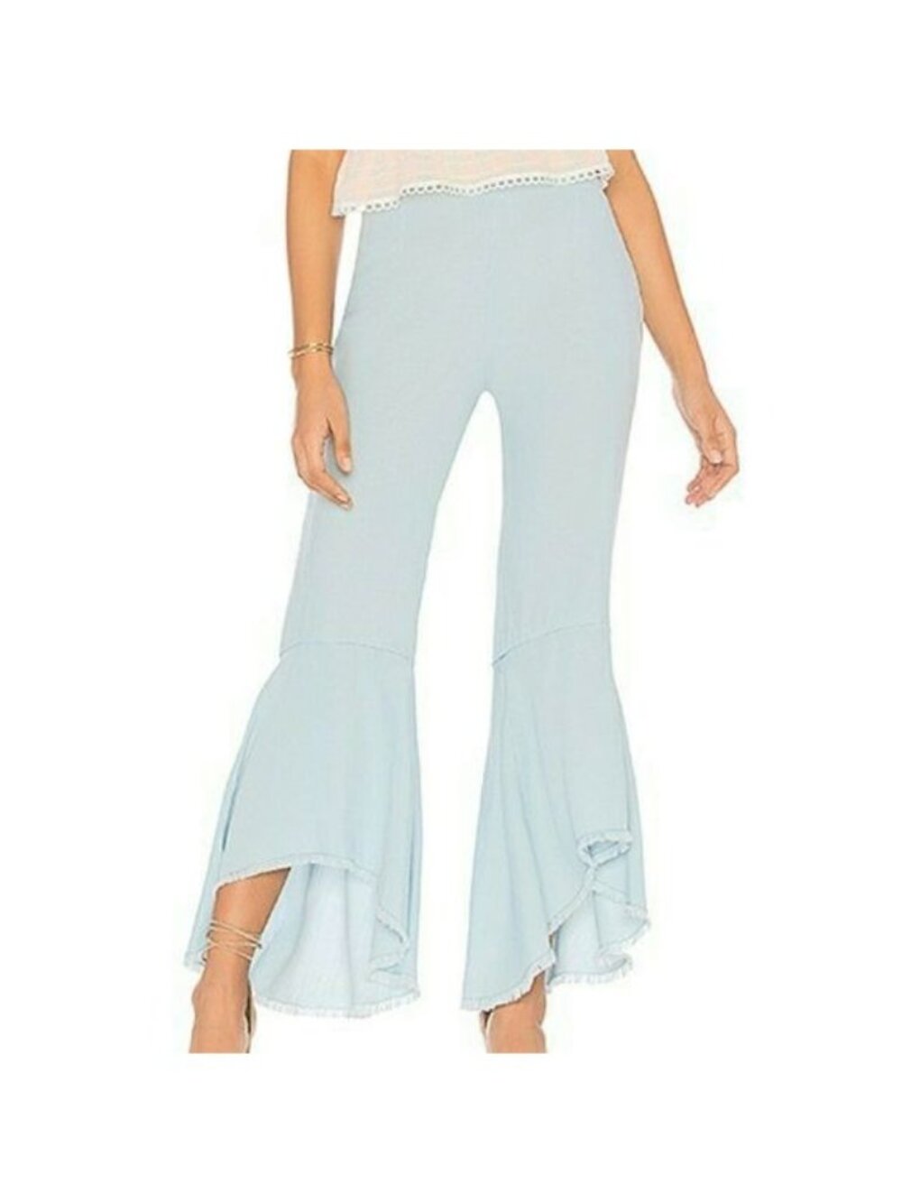 BB Dakota Atwell blue, boho, hi low, wide leg pants, size 0